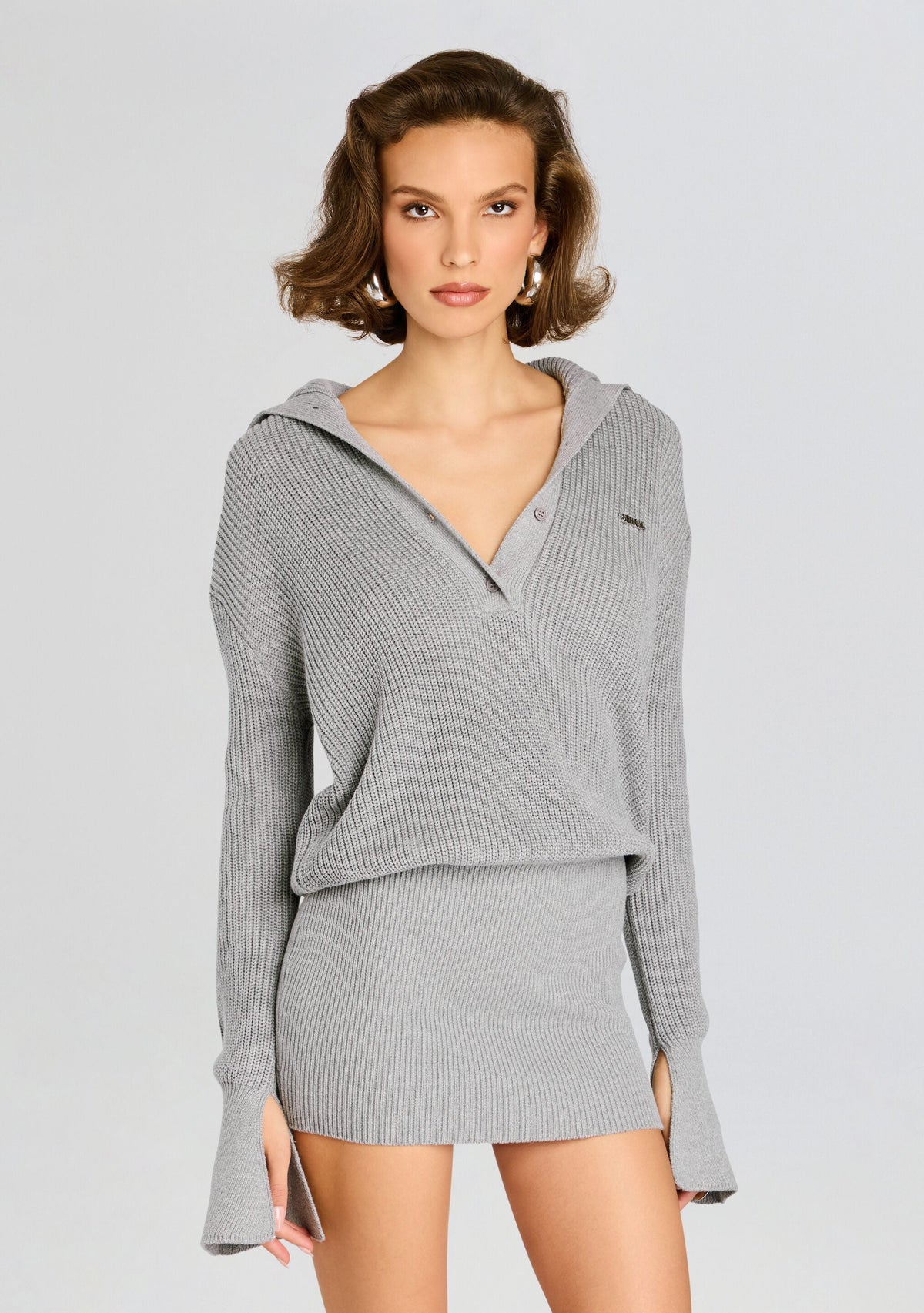 Katana Sweater Dress by SEROYA in Light Heathered Grey, product image 5