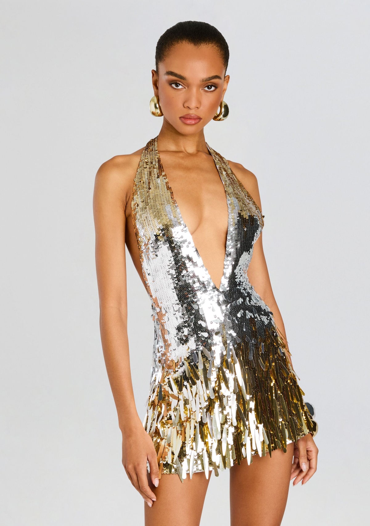 Kinara Sequin Dress by retrofête in Silver/Gold, product image 5