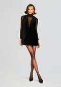 Maxine Velvet Mini Dress by SEROYA in Black, product image 1