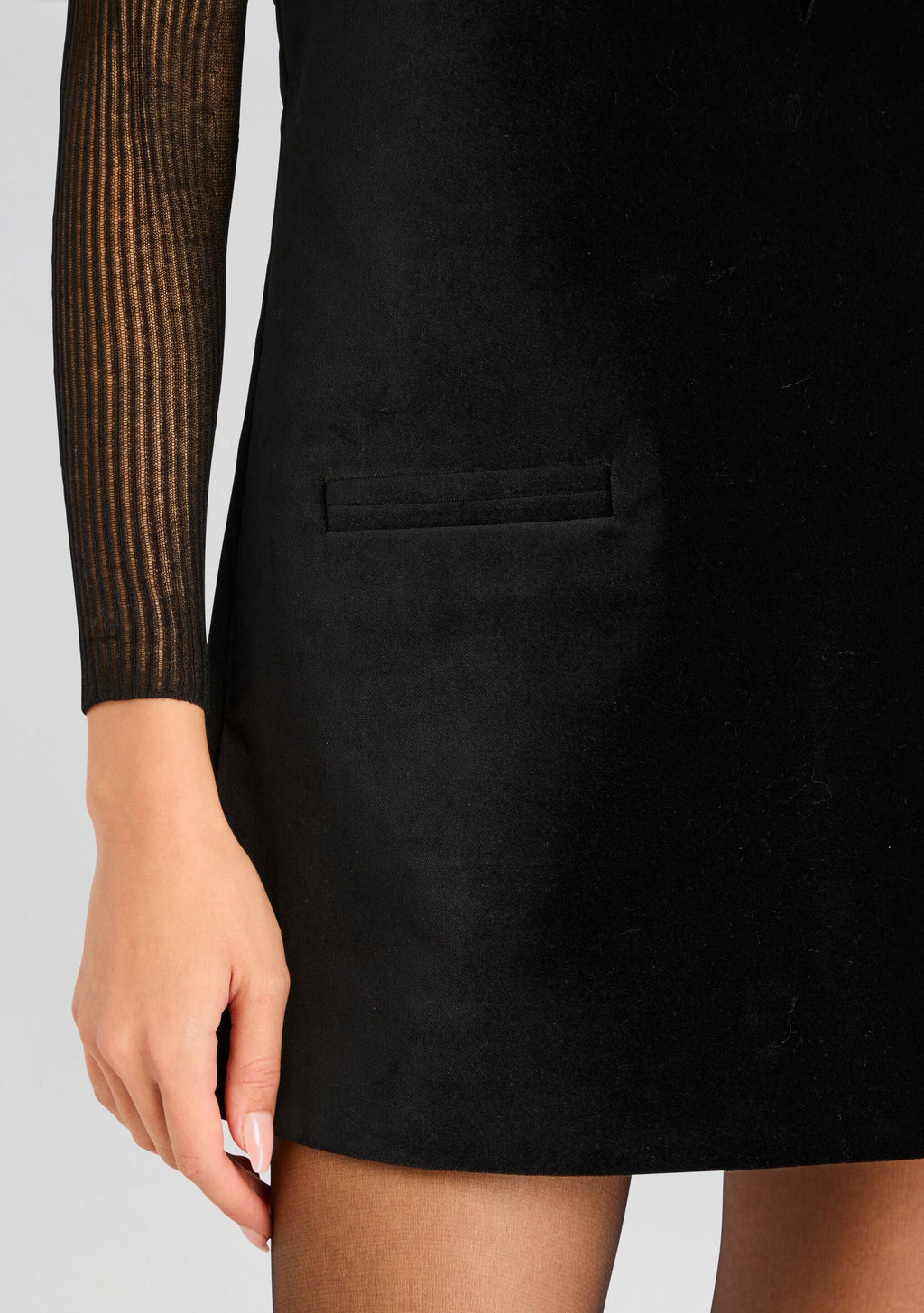 Maxine Velvet Mini Dress by SEROYA in Black, product image 2