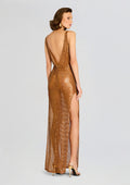 Melania Crystal Dress by retrofête in Cinnamon/Gold, product image 1