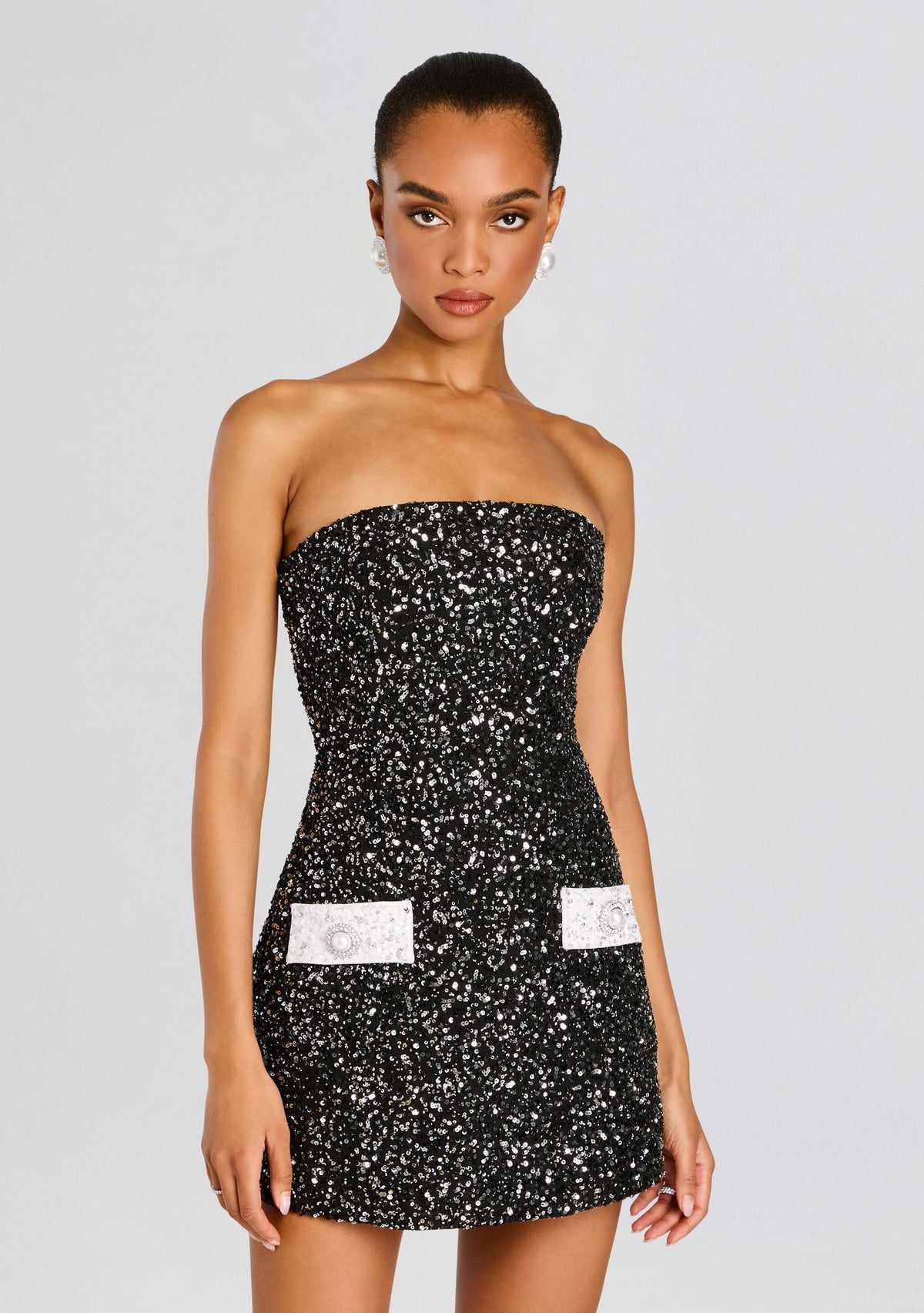 Merit Sequin Dress by retrofête in Black/White, product image 5