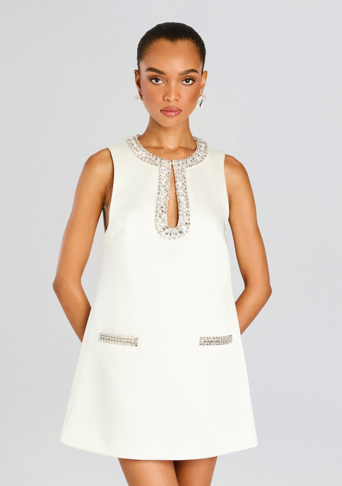 Nelly Embellished Dress by retrofête in White, product image 5