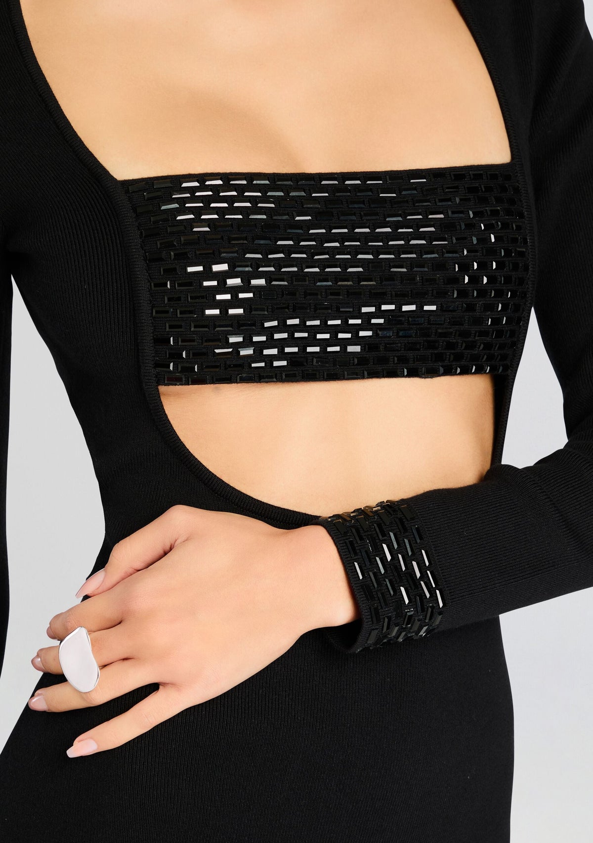 Raelle Embellished Knit Dress by retrofête in Black, product image 3