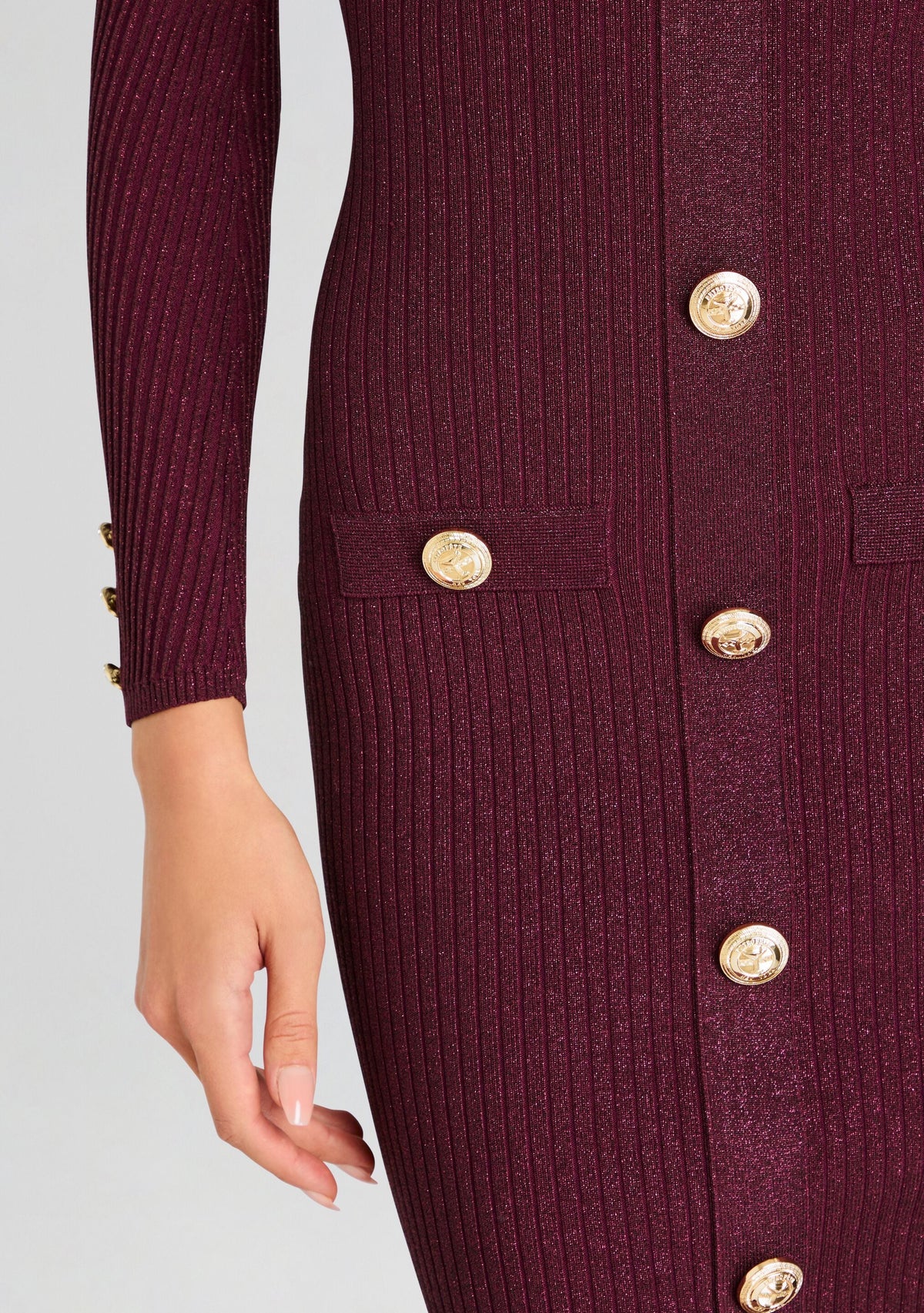 Sadelle Metallic Knit Dress by retrofête in Metallic Mulberry, product image 2