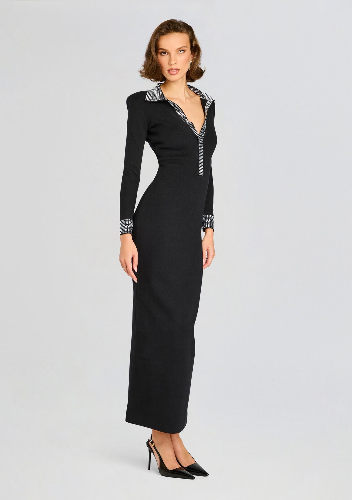 Shareen Embellished Knit Dress by retrofête in Black/Silver, product image 3