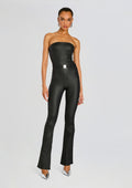 Vice Slim Flare Jumpsuit by SEROYA in Coated Black, product image 1