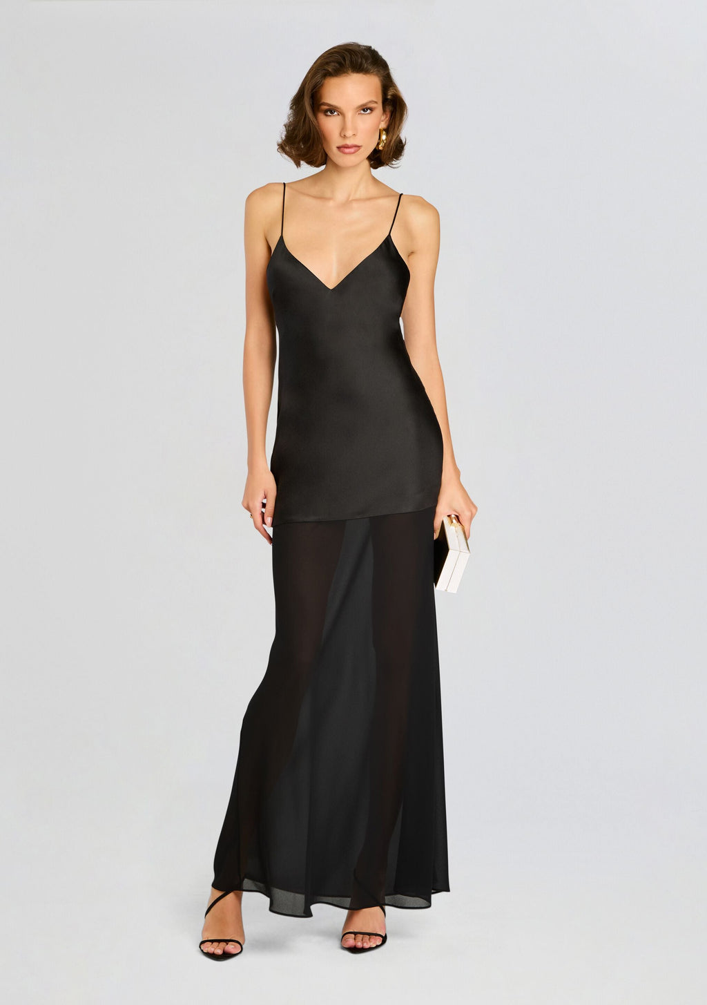 Vienna Satin Maxi Dress by SEROYA in Black, product image 1