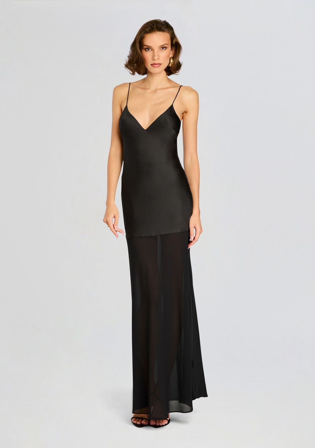 Vienna Satin Maxi Dress by SEROYA in Black, product image 5