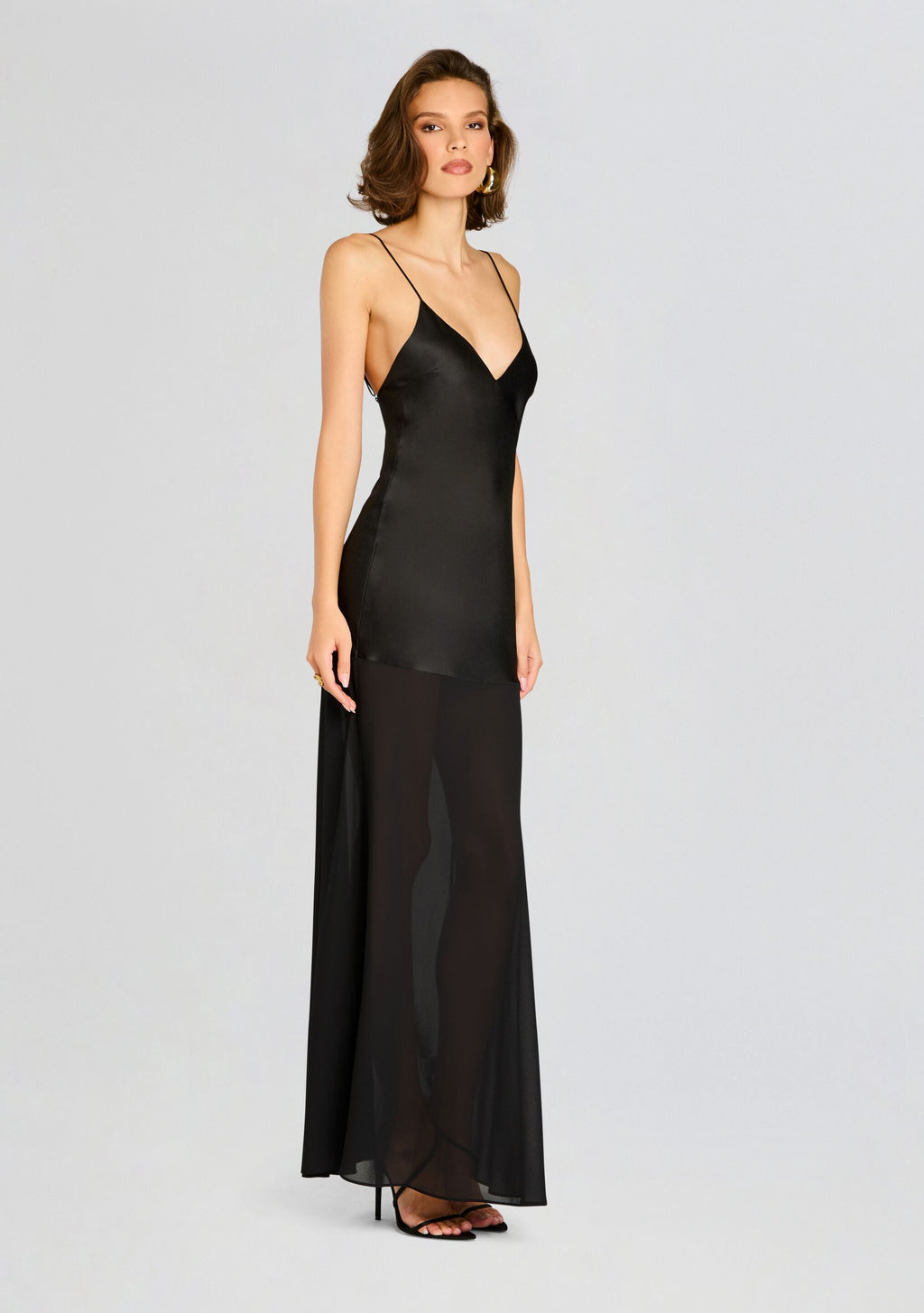 Vienna Satin Maxi Dress by SEROYA in Black, product image 4
