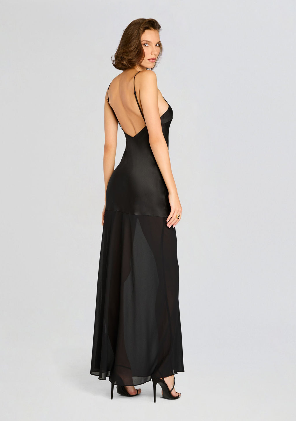 Vienna Satin Maxi Dress by SEROYA in Black, product image 3