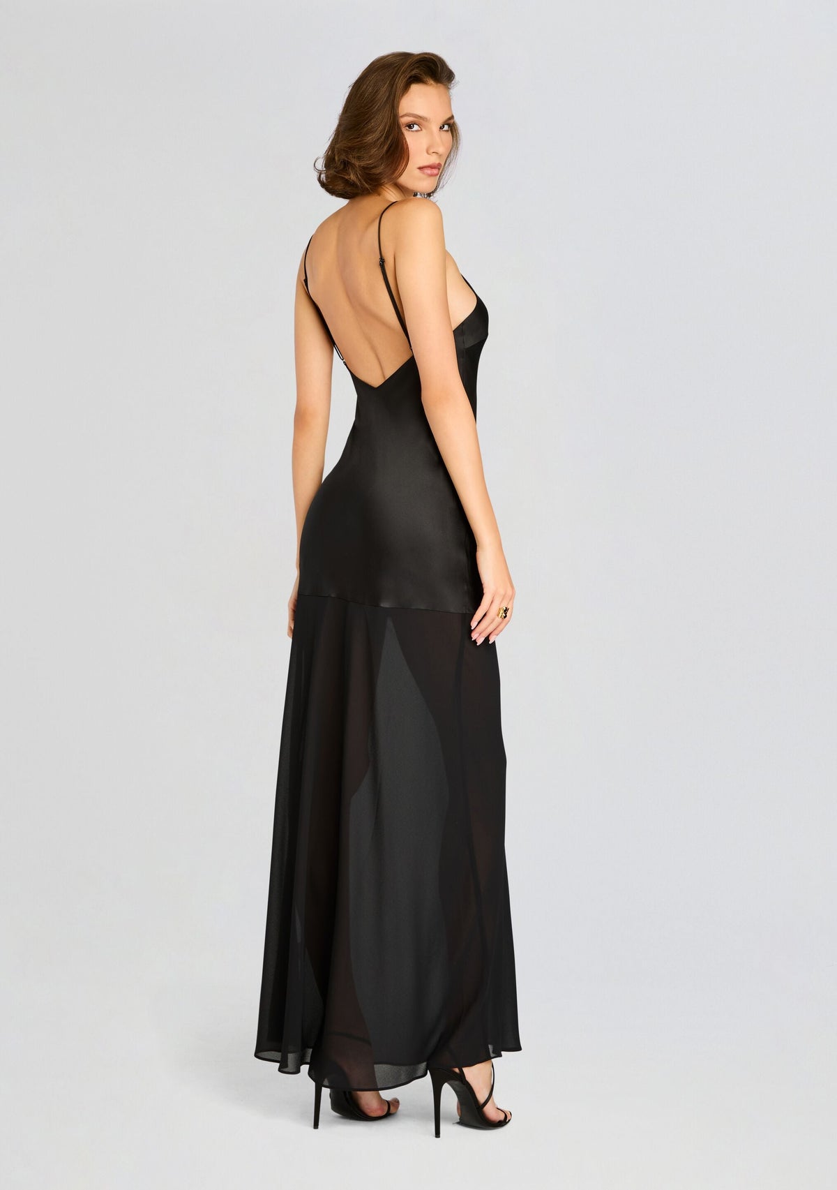 Vienna Satin Maxi Dress by SEROYA in Black, product image 3