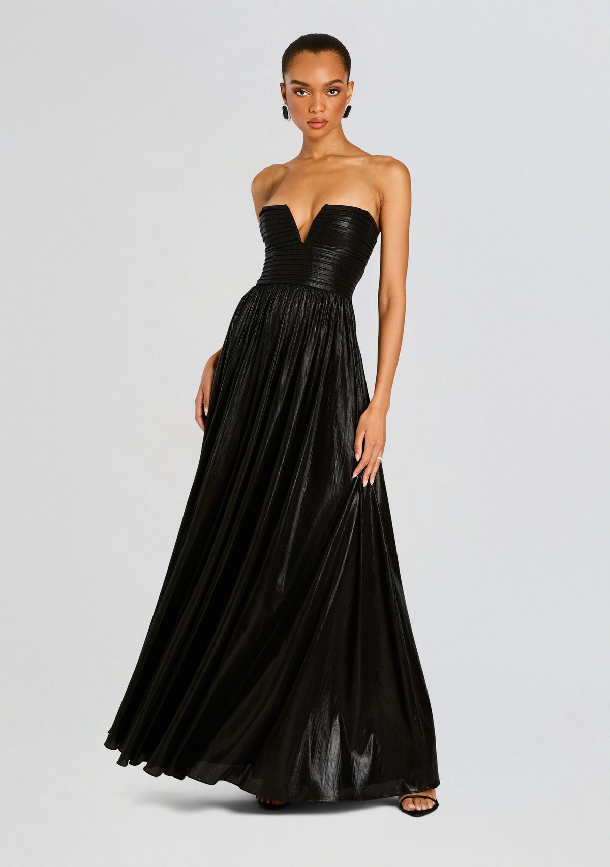 Yvonne Dress by retrofête in Metallic Black, product image 1