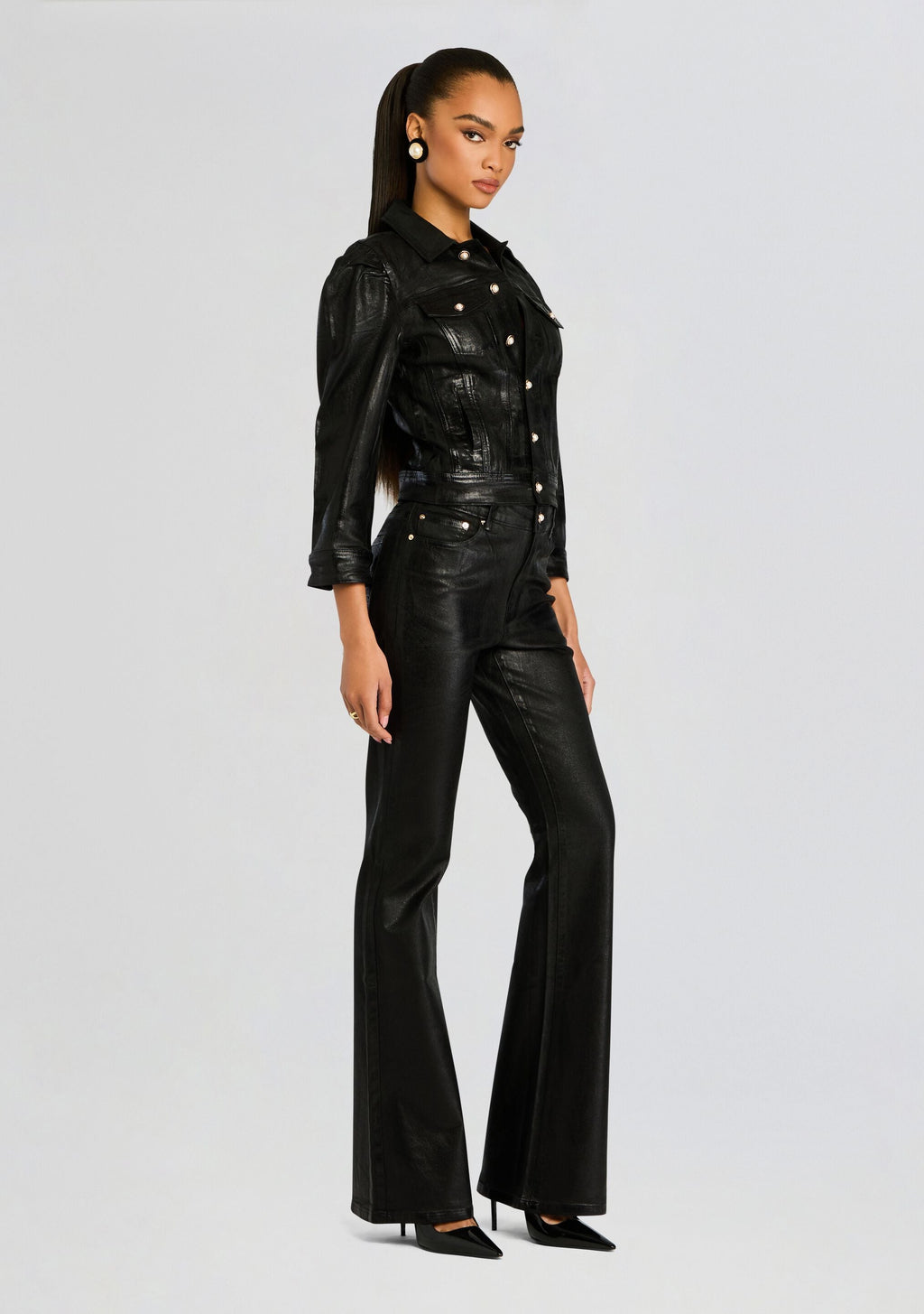 Ada Denim Jacket by retrofête in Liquid Black, product image 2