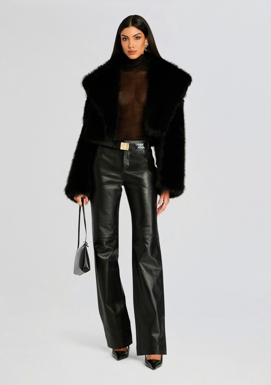 Adelina Leather Pant by retrofête in Black, product image 5