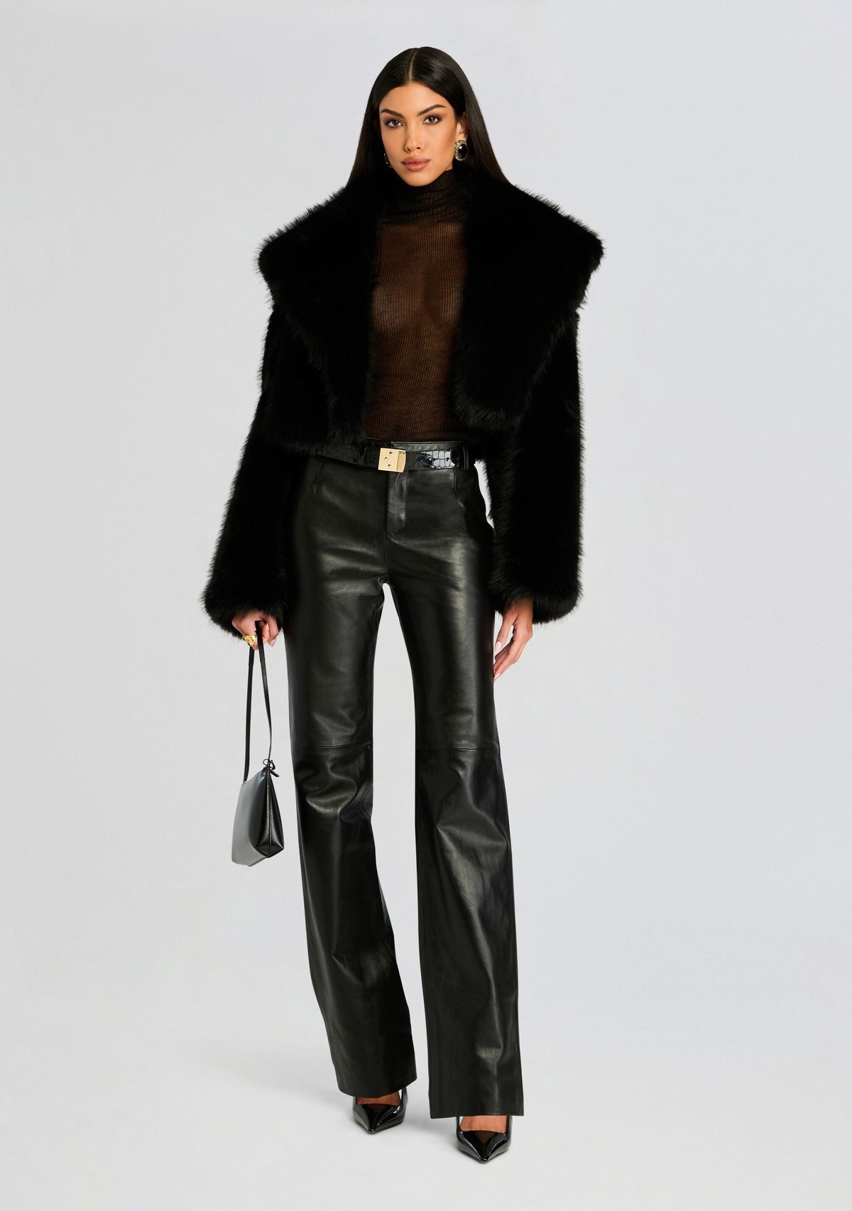 Adelina Leather Pant by retrofête in Black, product image 5