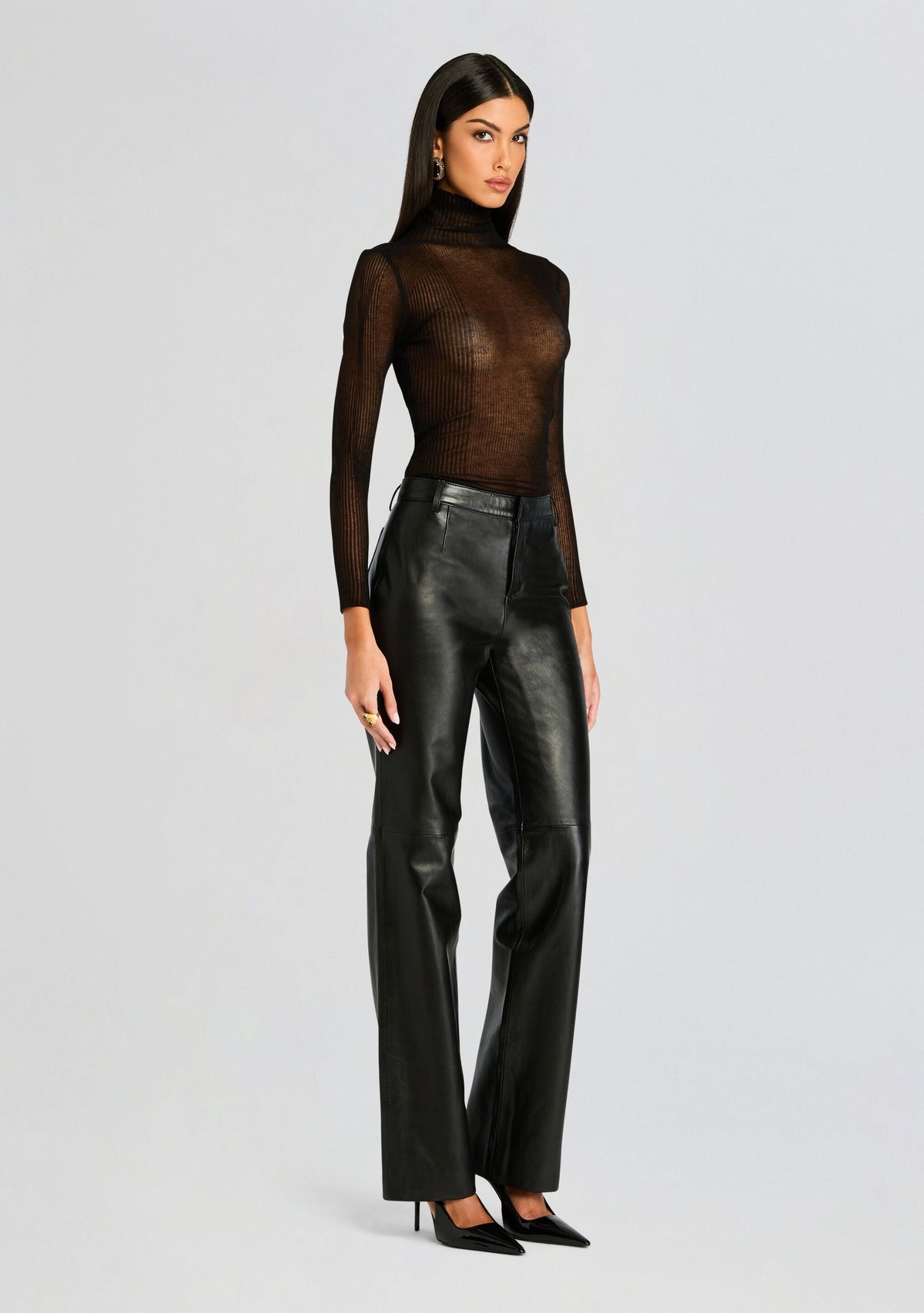 Adelina Leather Pant by retrofête in Black, product image 3