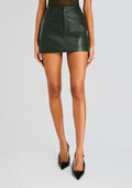 Emilia Faux Leather Mini Skirt by SEROYA in Forest Green, product image 1