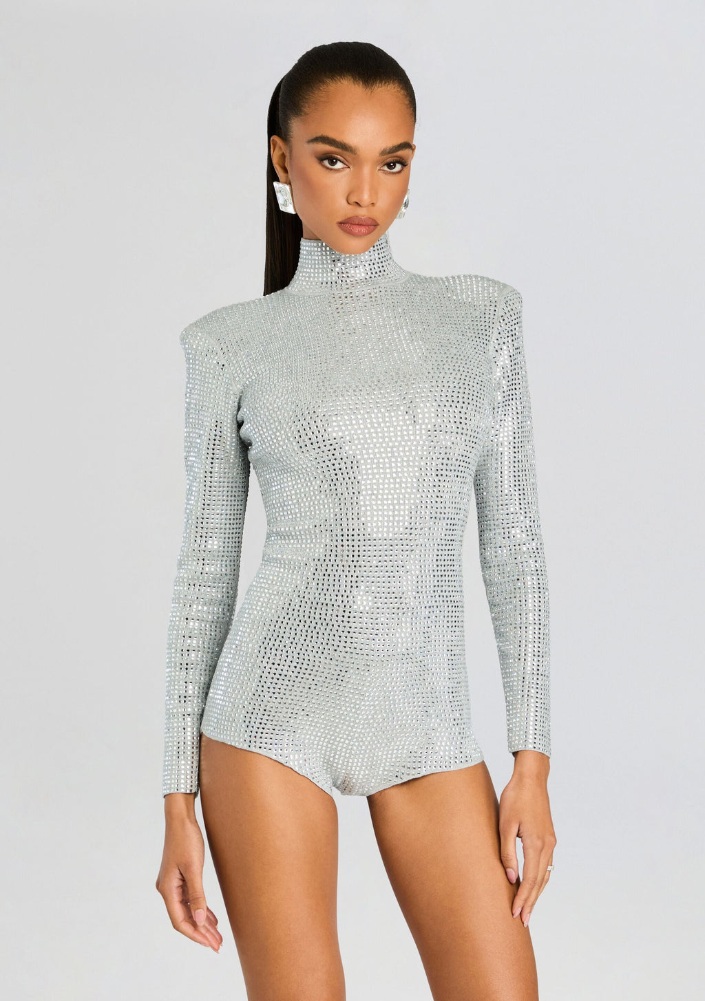 Auburn Embellished Knit Romper by retrofête in Metallic Dove/Silver, product image 6