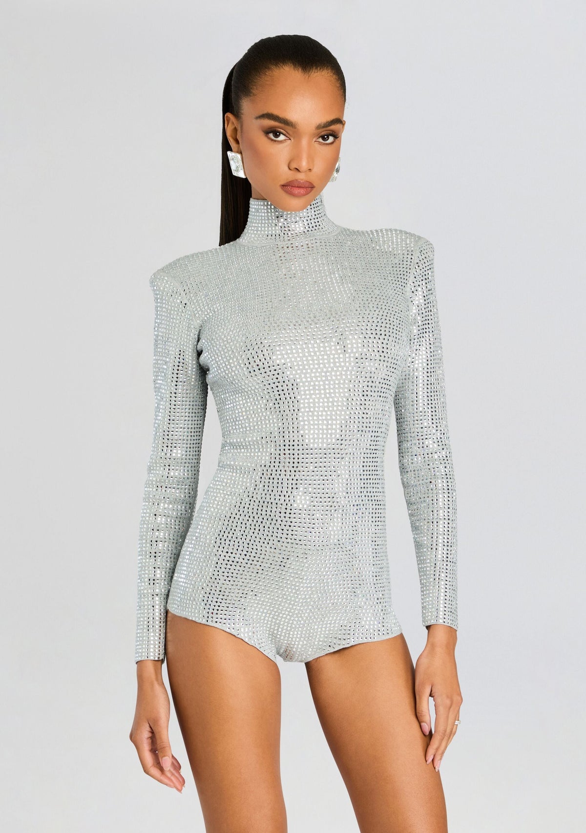 Auburn Embellished Knit Romper by retrofête in Metallic Dove/Silver, product image 6
