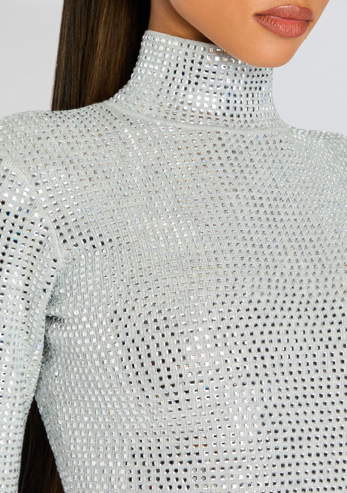 Auburn Embellished Knit Romper by retrofête in Metallic Dove/Silver, product image 2