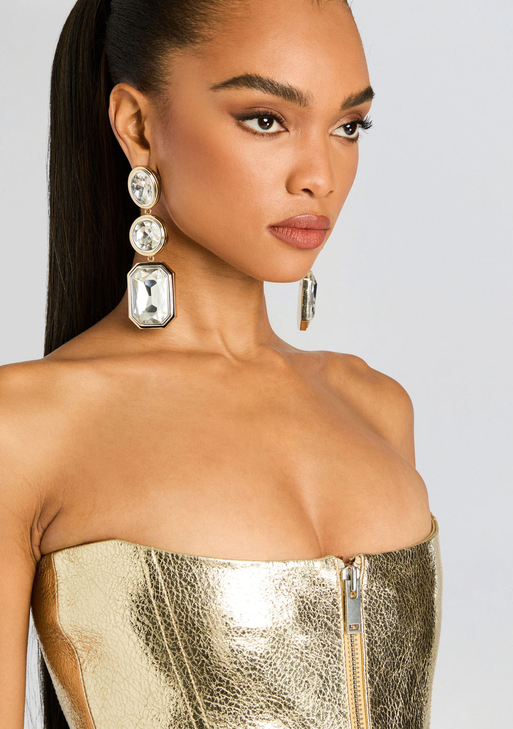 Camille Gemstone Drop Earrings by retrofête in Gold, product image 5