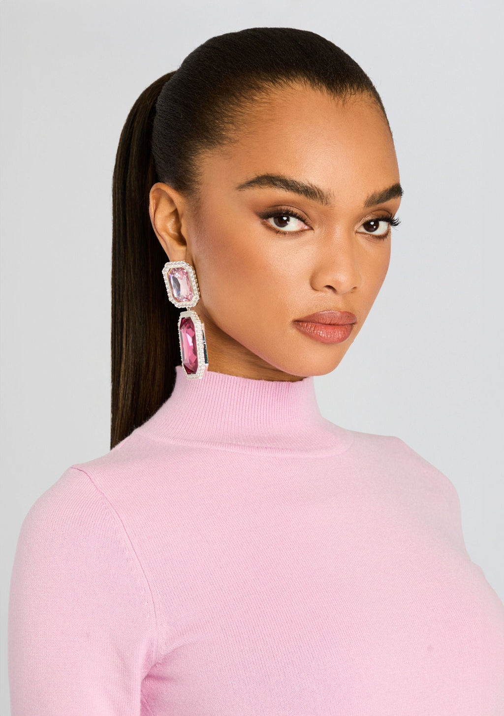 Cora Gemstone Earrings by retrofête in Cerise, product image 2