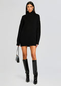Dessa Chunky Knit Sweater Dress by SEROYA in Black, product image 1