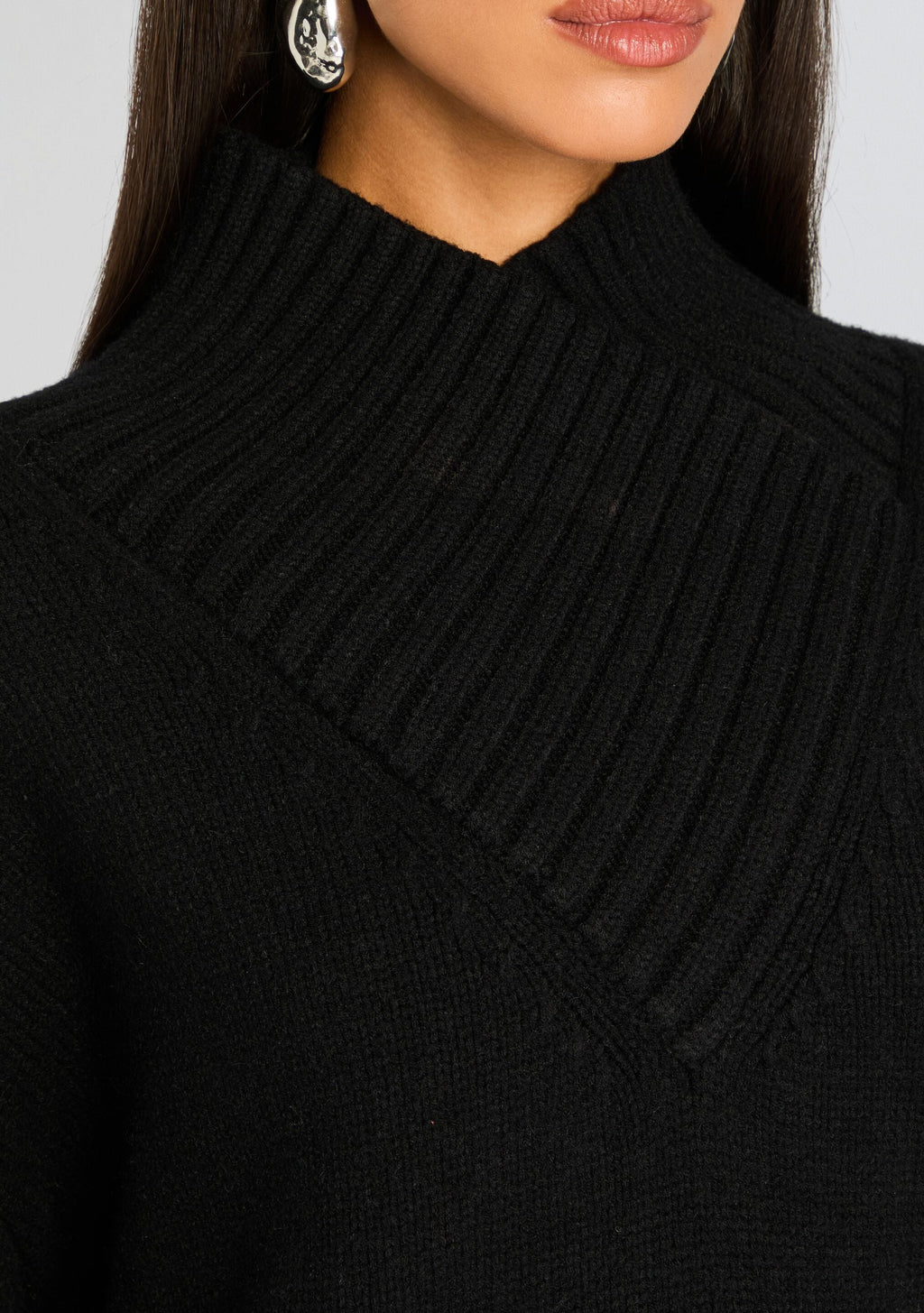 Dessa Chunky Knit Sweater Dress by SEROYA in Black, product image 2