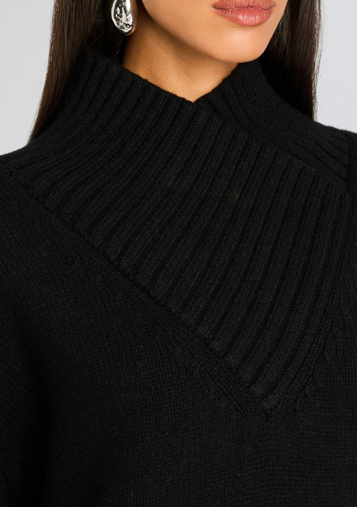 Dessa Chunky Knit Sweater Dress by SEROYA in Black, product image 2