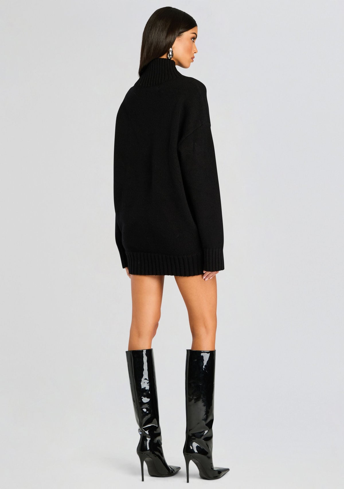 Dessa Chunky Knit Sweater Dress by SEROYA in Black, product image 4