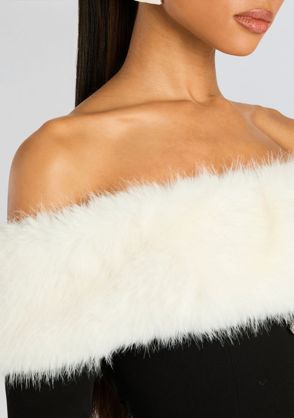 Elspeth Faux Fur Dress by retrofête in Black, product image 3