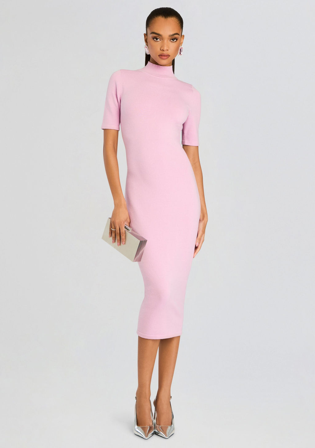 Jana Knit Midi Dress by SEROYA in Ballet Pink, product image 1