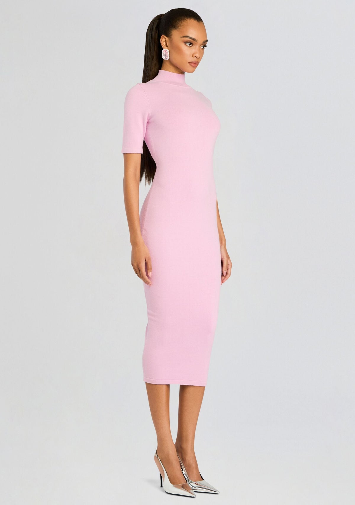 Jana Knit Midi Dress by SEROYA in Ballet Pink, product image 3