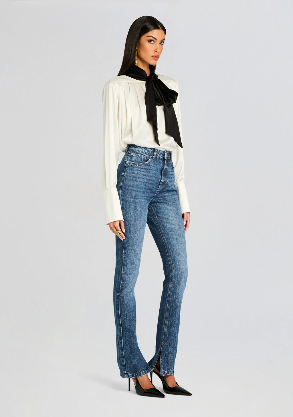Lafayette Slim Straight Leg Jean by SEROYA in Low Tide, product image 3