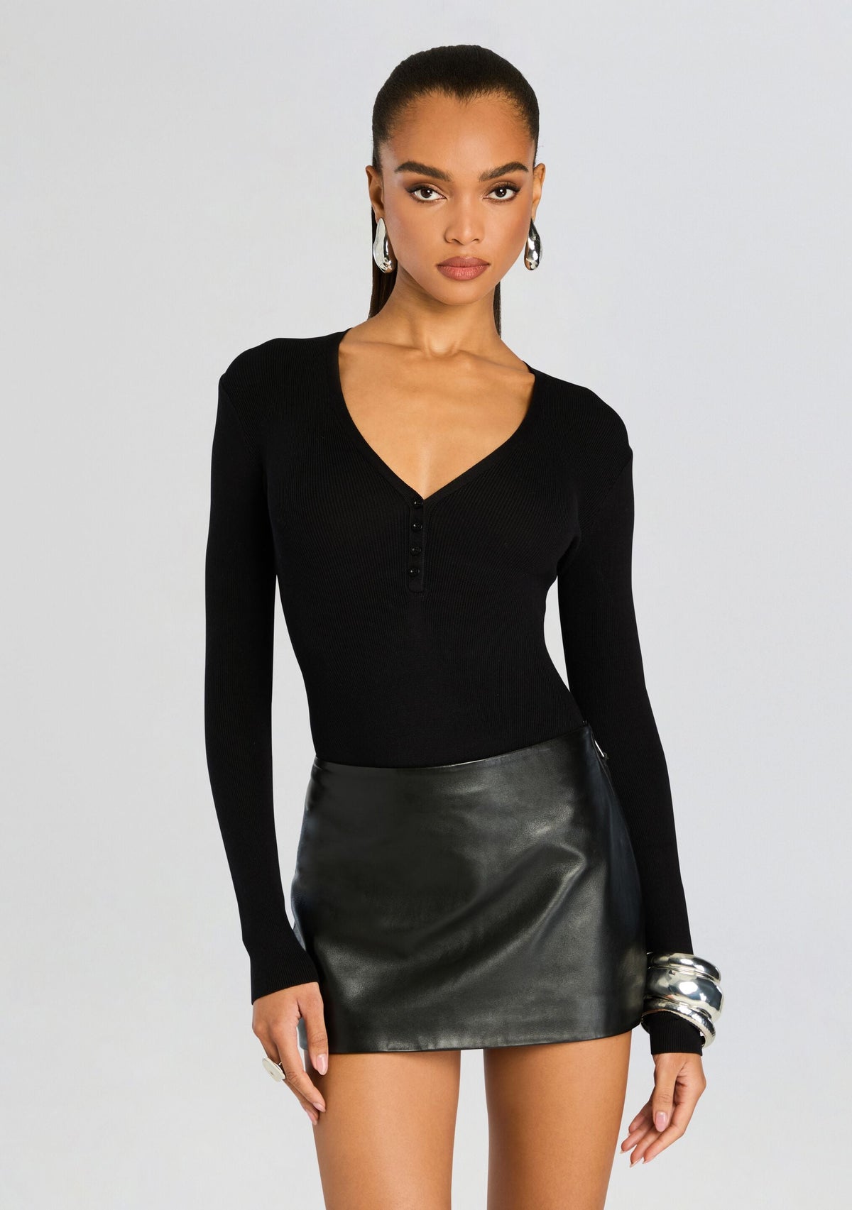 Lia Knit Bodysuit by SEROYA in Black, product image 1
