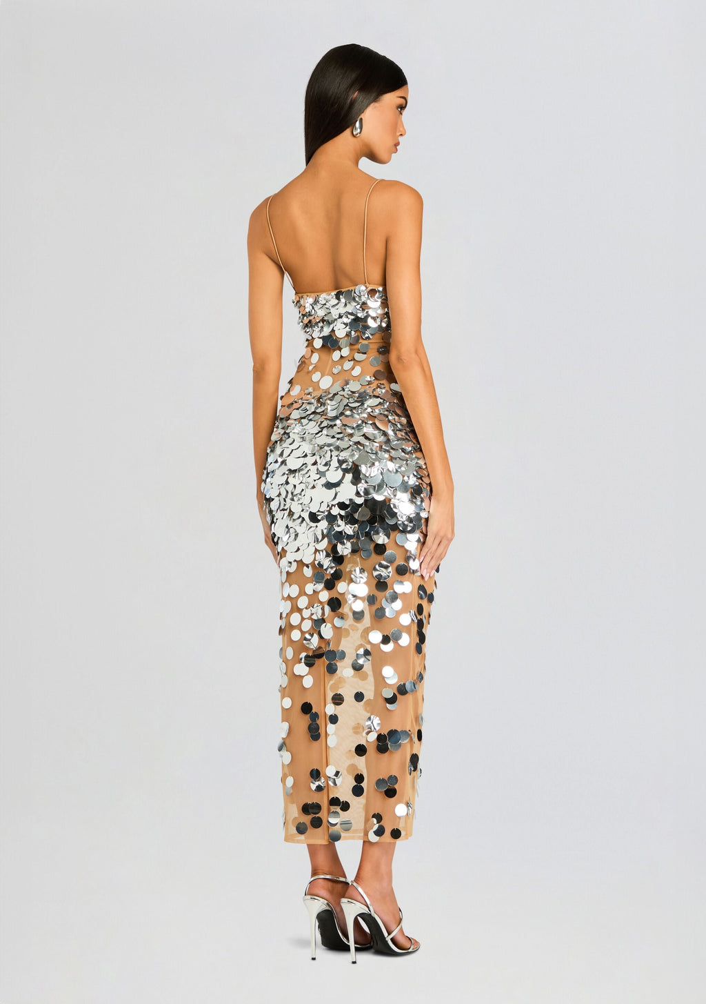 Mischa Sequin Dress by retrofête in Silver/Nude, product image 5