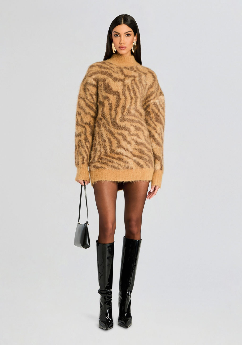 Reyna Fuzzy Dress by retrofête in Mixed Tiger, product image 1