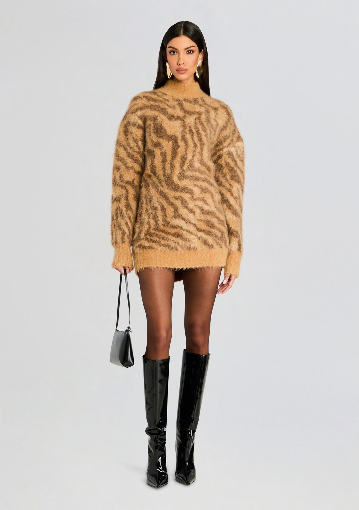Reyna Fuzzy Dress by retrofête in Mixed Tiger, product image 1