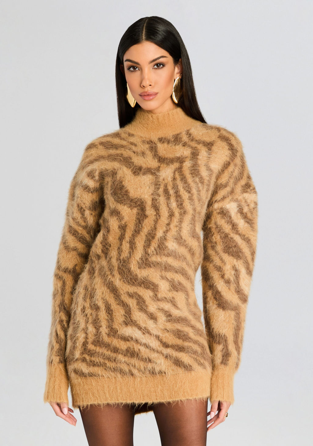 Reyna Fuzzy Dress by retrofête in Mixed Tiger, product image 5