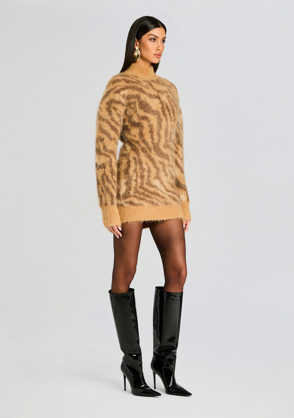 Reyna Fuzzy Dress by retrofête in Mixed Tiger, product image 3