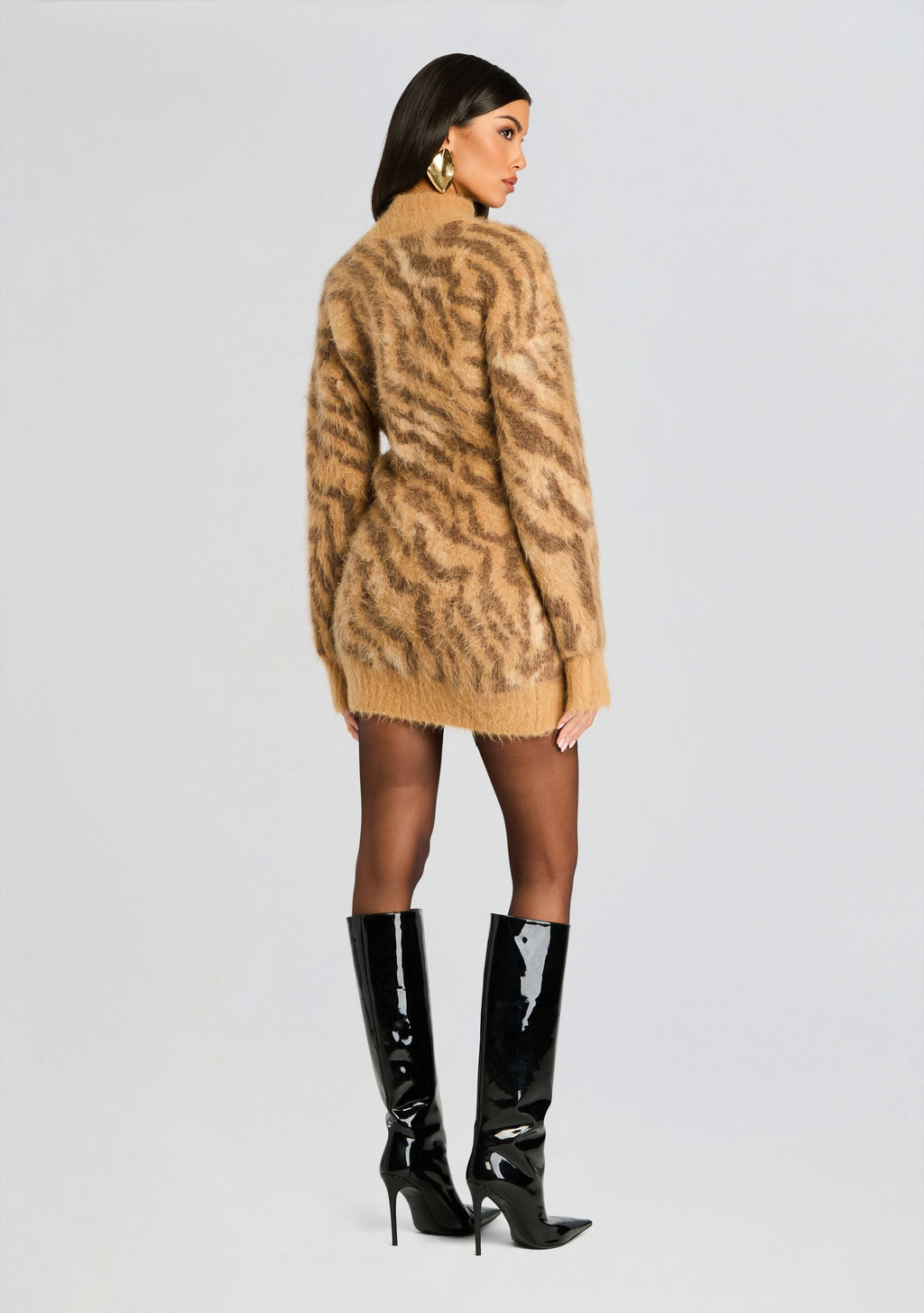 Reyna Fuzzy Dress by retrofête in Mixed Tiger, product image 4