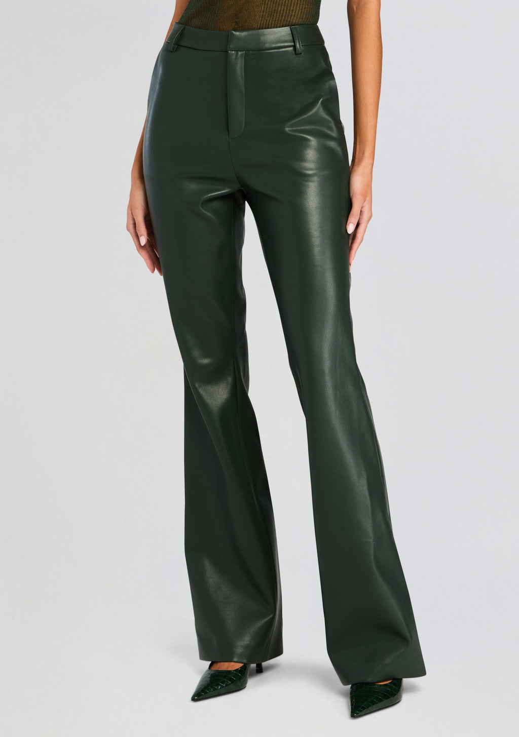 Ronja Vegan Leather Trouser by SEROYA in Forest Green, product image 1