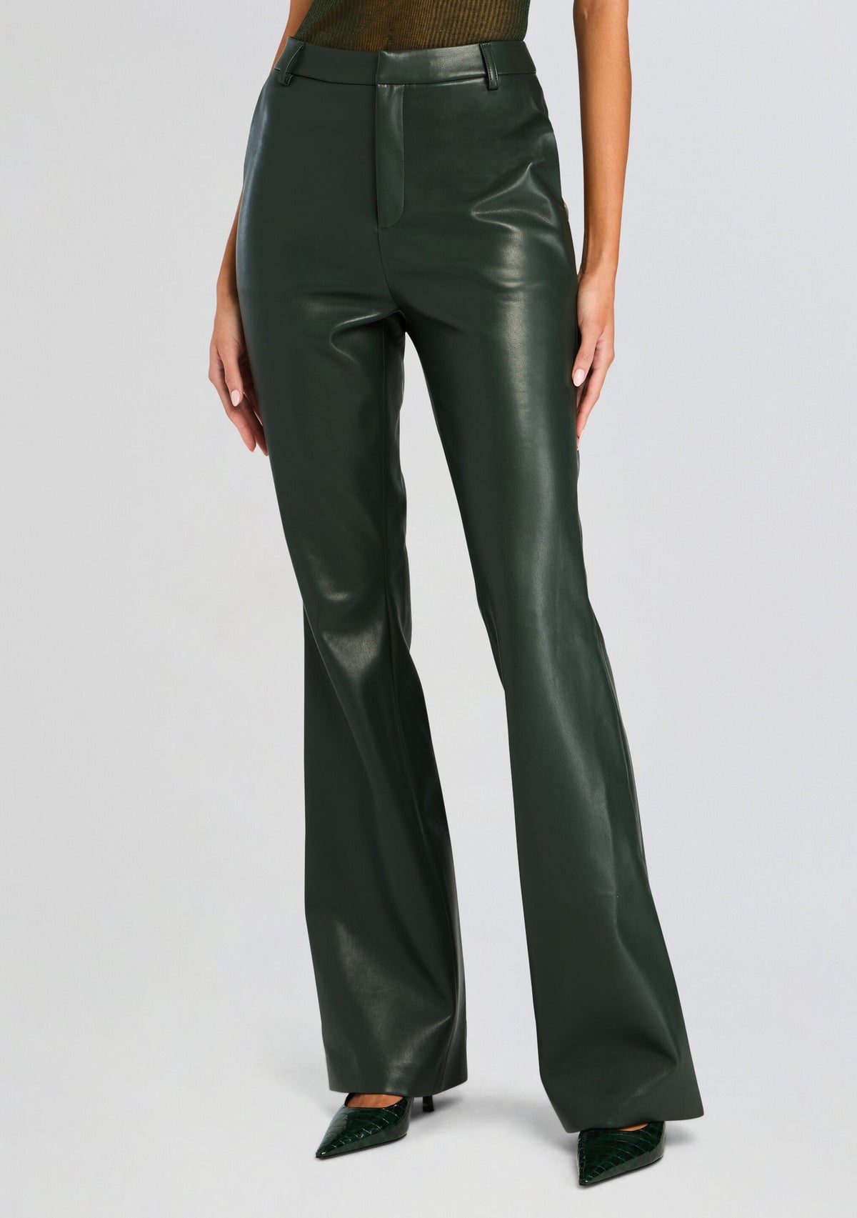 Ronja Vegan Leather Trouser by SEROYA in Forest Green, product image 1
