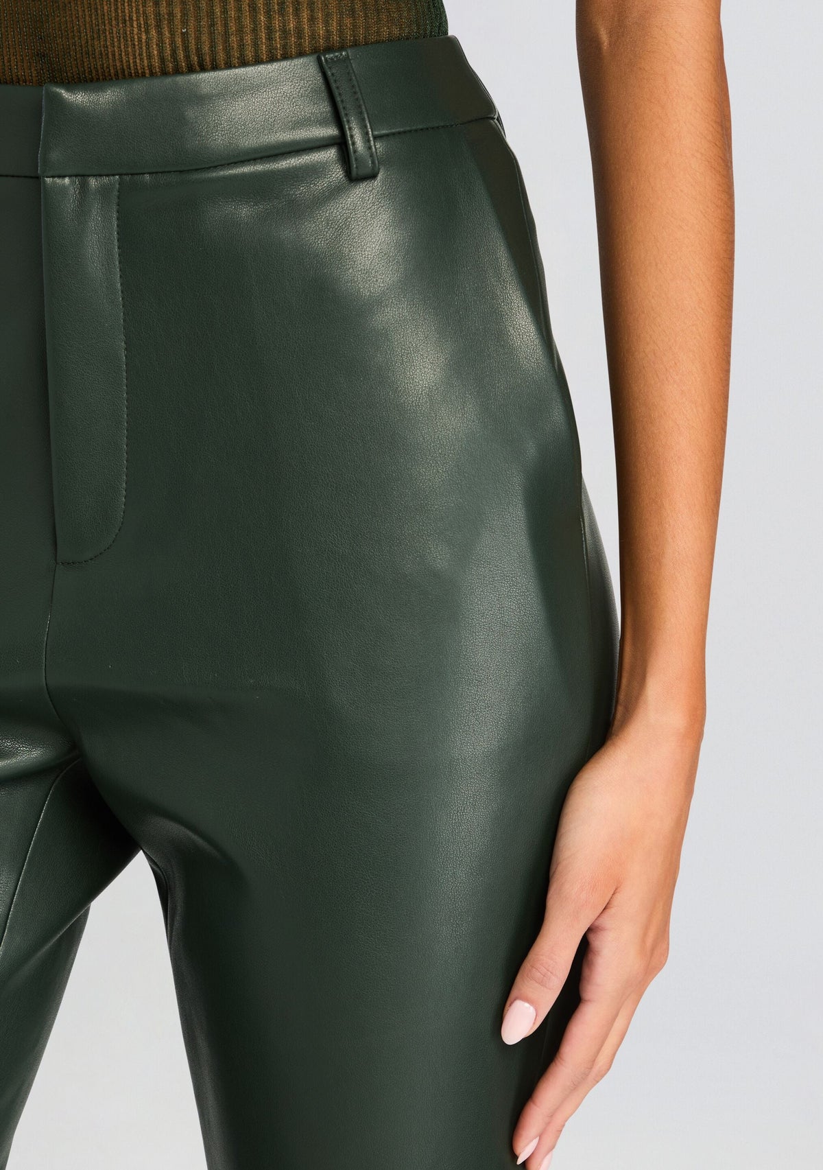 Ronja Vegan Leather Trouser by SEROYA in Forest Green, product image 2