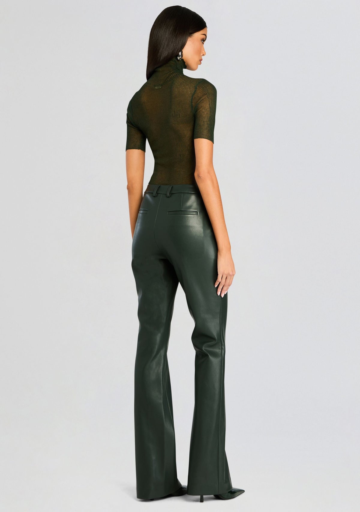 Ronja Vegan Leather Trouser by SEROYA in Forest Green, product image 4