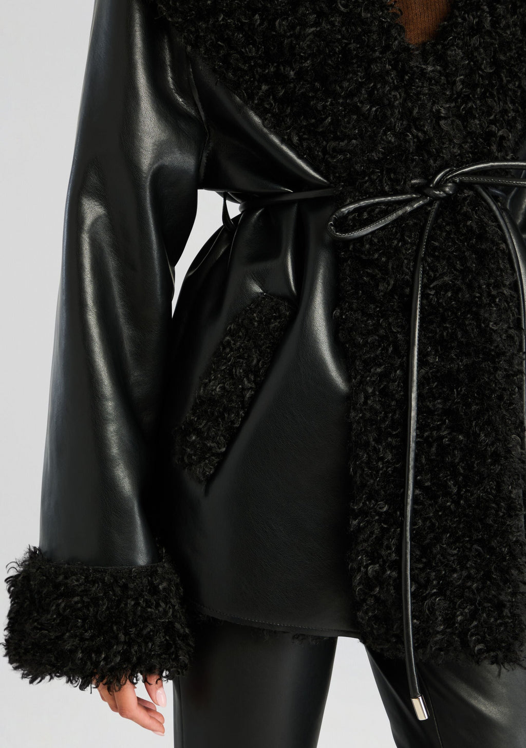 Roxanne Vegan Leather Coat by SEROYA in Black, product image 2