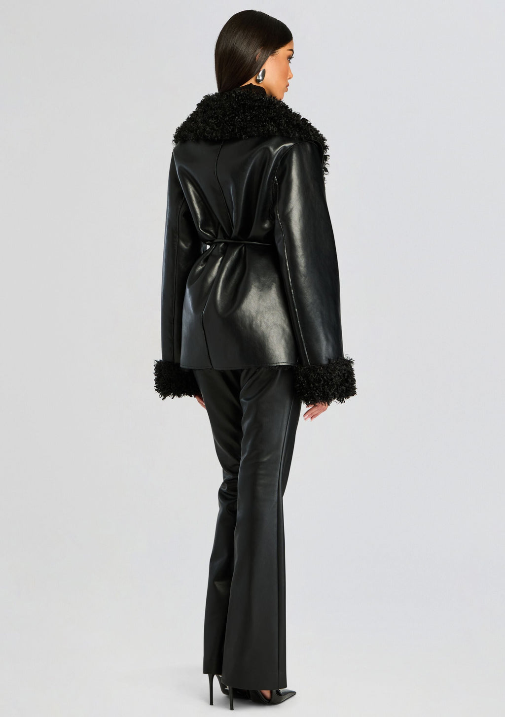 Roxanne Vegan Leather Coat by SEROYA in Black, product image 5