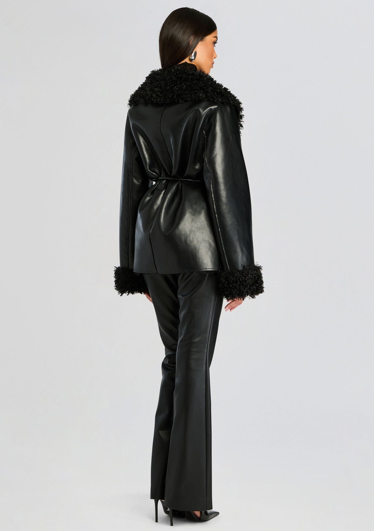Roxanne Vegan Leather Coat by SEROYA in Black, product image 5