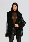 Roxanne Vegan Leather Coat by SEROYA in Black, product image 1